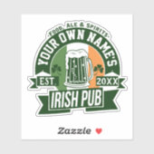 Ihr Name Irish Pub | Funny St Patricks Day Aufkleber (Blatt)