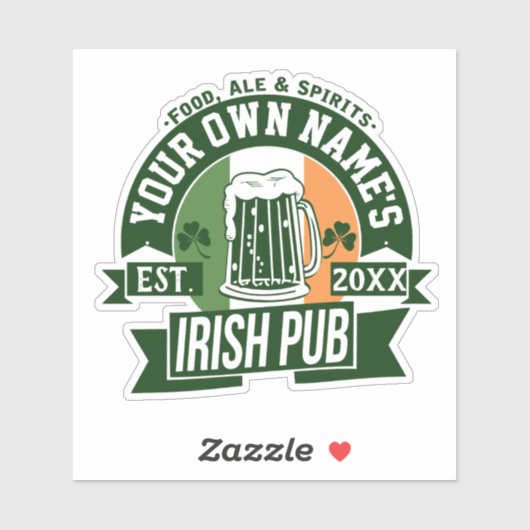 Ihr Name Irish Pub | Funny St Patricks Day Aufkleber (Blatt)