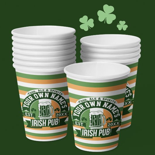 Ihr Name Irish Pub Funny St Patricks Day trinken Pappbecher