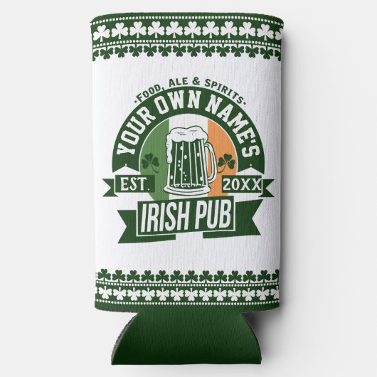Ihr Name Irish Pub | Monogram Irish Bar Selters Dosenkühler (Rückseite)