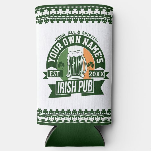Ihr Name Irish Pub | Monogram Irish Bar Selters Dosenkühler (Vorderseite)