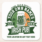Ihr Name Irish Pub | Personalisierter St. Patricks Rechteckiger Pappuntersetzer (Vorderseite)