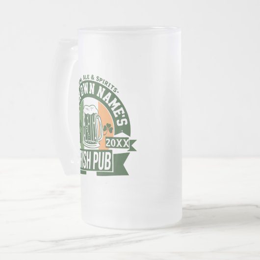 Ihr Name Irish Pub | Personalisierter St. Patty's Mattglas Bierglas (Vorderseite Links)