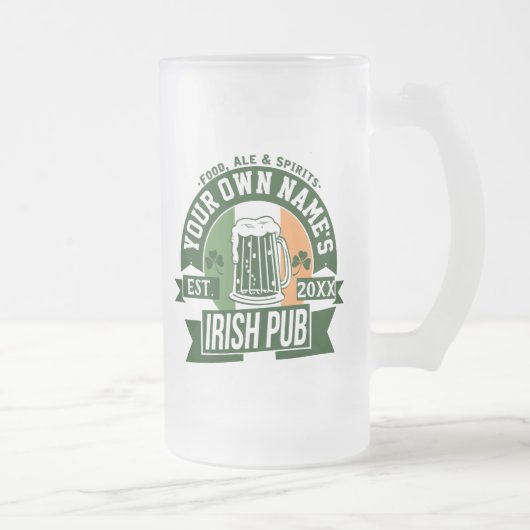 Ihr Name Irish Pub | Personalisierter St. Patty's  Mattglas Bierglas (Rechts)