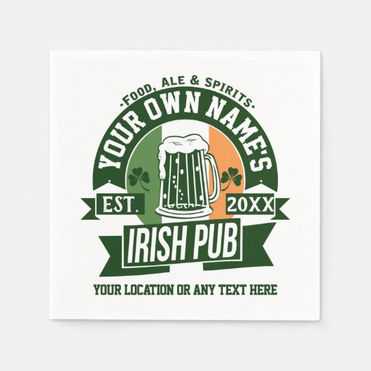 Ihr Name Irish Pub | Persönlicher St. Patrick's Da Serviette (Vorderseite)