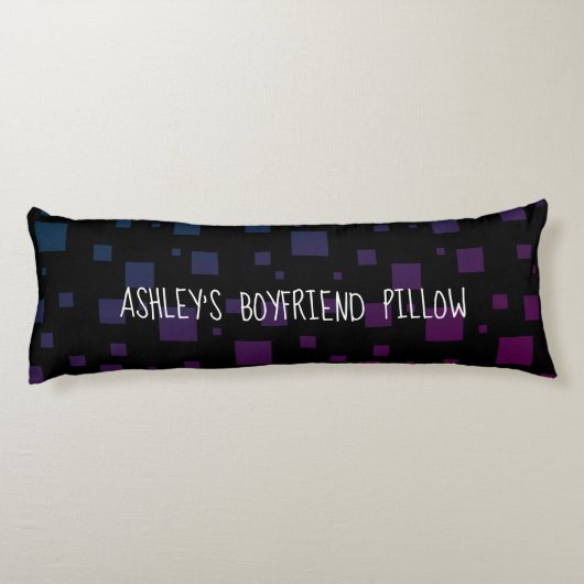 Ihr Name ist Boyfriend Pillow Black Blue Lila Art Seitenschläferkissen (Rückseite)