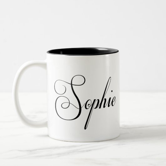 Ihr Name ist Sophie Calligrafie Zweifarbige Tasse (Links)