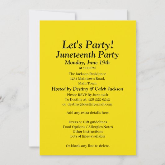 Ihr Name Juneteente Break Chain Celebration Party Einladung (Rückseite)