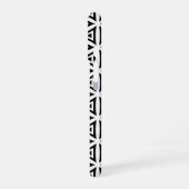 Ihr Name kreist dreieckiges Schwarz-Weiß-Muster iPhone 16 Hülle (Linke Seite)