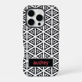 Ihr Name kreist dreieckiges Schwarz-Weiß-Muster iPhone Hülle (Rückseite)