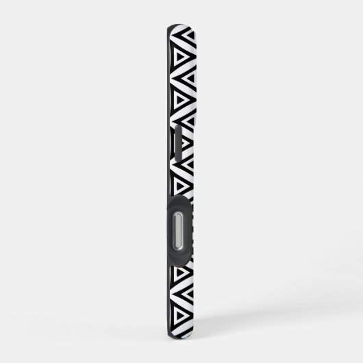 Ihr Name kreist dreieckiges Schwarz-Weiß-Muster iPhone Hülle (Rechte Seite)