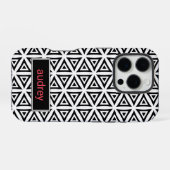 Ihr Name kreist dreieckiges Schwarz-Weiß-Muster iPhone Hülle (Rückseite (Horizontal))
