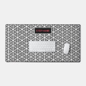 Ihr Name kreist dreieckiges Schwarz-Weiß-Muster Schreibtischunterlage (Tastatur & Maus)