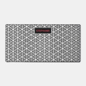 Ihr Name kreist dreieckiges Schwarz-Weiß-Muster Schreibtischunterlage (Vorderseite)