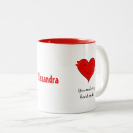 Ihr Name lächelt Herz Zweifarbige Tasse