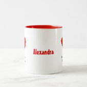 Ihr Name lächelt Herz Zweifarbige Tasse (Mittel)