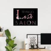 Ihr Name lasche Salon Blumenkohl Glitzer pink schw Poster (Heimbüro)