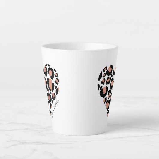 Ihr Name Leopard Cheetah Pattern Herz Milchtasse (Vorderseite)