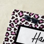 Ihr Name Leopard Predator Animal Pink Farbe Strandtuch (Beispiel)