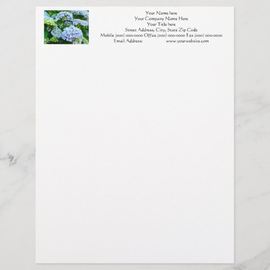 Ihr Name Letterhead Adresse Telefon Hydrangeas Briefkopf (Vorderseite)