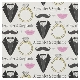 Ihr Name Lips Mustache Ring Tuxedo Hochzeit Stoff
