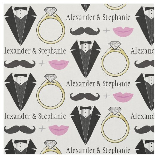 Ihr Name Lips Mustache Ring Tuxedo Hochzeit Stoff (Muster)