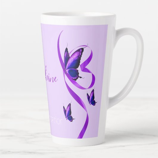 Ihr Name Lupus Warrior Lila Butterfly Milchtasse (Rechts)