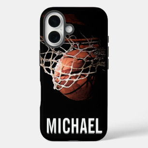Ihr Name Maßgeschneiderte Basketball-Artwork iPhone 16 Hülle