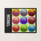 Ihr Name Maßgeschneiderte Basketball Pop Kunst Puzzle (Horizontal)