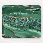Ihr Name Maus Pad Geschenk Agate Green Gold Glitze Mousepad (Vorne)