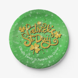 Ihr Name Message St Patricks Day Gold Kleeblatt Pappteller