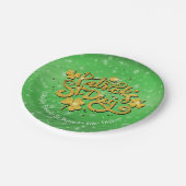 Ihr Name Message St Patricks Day Gold Kleeblatt Pappteller (Schrägansicht)
