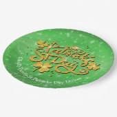 Ihr Name Message St Patricks Day Gold Kleeblatt Pappteller (Schrägansicht)