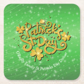 Ihr Name Message St Patricks Day Gold Kleeblatt Rechteckiger Pappuntersetzer (Vorderseite)