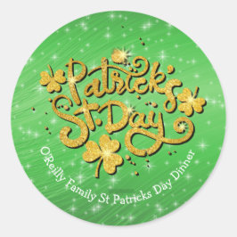 Ihr Name Message St Patricks Day Gold Kleeblatt Runder Aufkleber