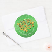 Ihr Name Message St Patricks Day Gold Kleeblatt Runder Aufkleber (Umschlag)