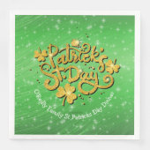 Ihr Name Message St Patricks Day Gold Kleeblatt Serviette (Vorderseite)
