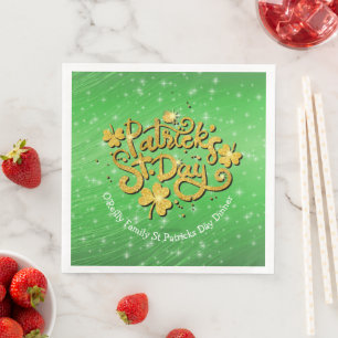 Ihr Name Message St Patricks Day Gold Kleeblatt Serviette