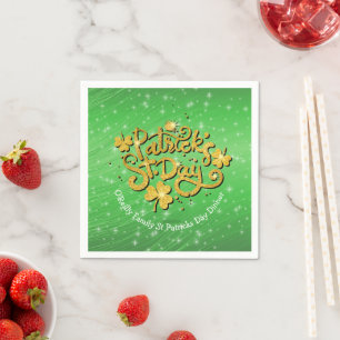 Ihr Name Message St Patricks Day Gold Kleeblatt Serviette