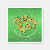Ihr Name Message St Patricks Day Gold Kleeblatt Serviette (Vorderseite)