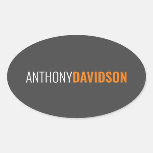 Ihr Name Minimalistisch Elegant Beruflich Gray Ovaler Aufkleber (Vorderseite)