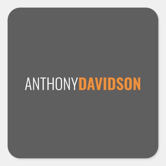 Ihr Name Minimalistisch Elegant Beruflich Gray Quadratischer Aufkleber (Vorderseite)