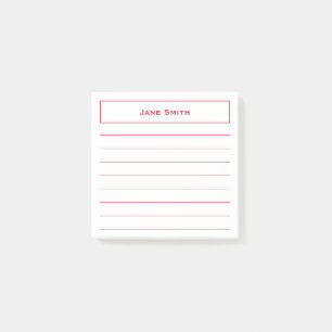 Ihr Name Minimalistisch Rot/Weiß-Linse für Unterne Post-it Klebezettel
