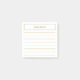 Ihr Name Minimalistische Bronze/Weiße Linde Post-it Klebezettel
