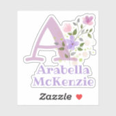 Ihr Name mit Blumendesign Aufkleber (Blatt)