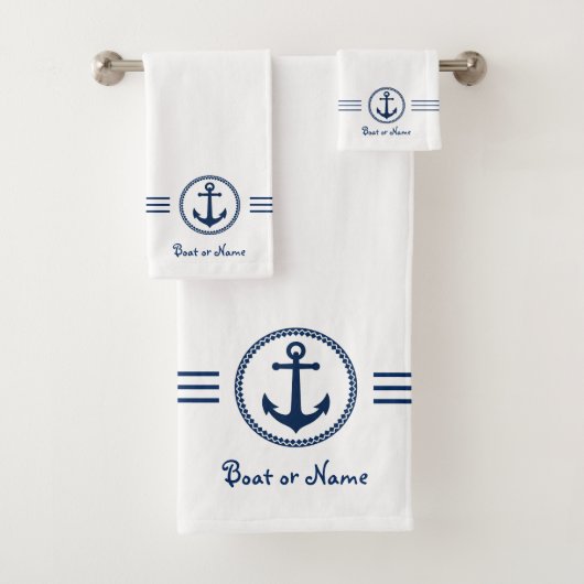 Ihr Name mit modernem Ankerplatz Badhandtuch Set (Insitu)