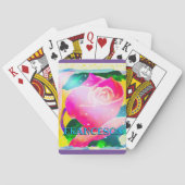 Ihr Name mit Tropfenschatten, Stern strahlt Rose, Spielkarten (Rückseite)