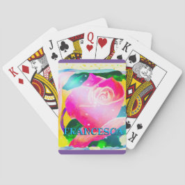 Ihr Name mit Tropfenschatten, Stern strahlt Rose, Spielkarten