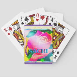 Ihr Name mit Tropfenschatten, Stern strahlt Rose, Spielkarten