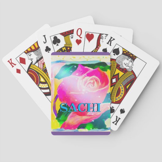 Ihr Name mit Tropfenschatten, Stern strahlt Rose, Spielkarten (Rückseite)